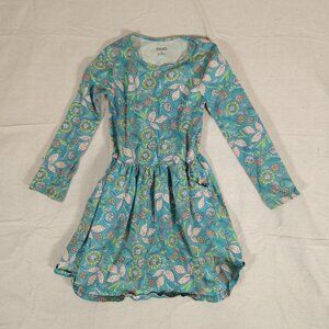 Green Cotton by Garnet Hill Kids Dress Size Medium Floral Organic Colorful